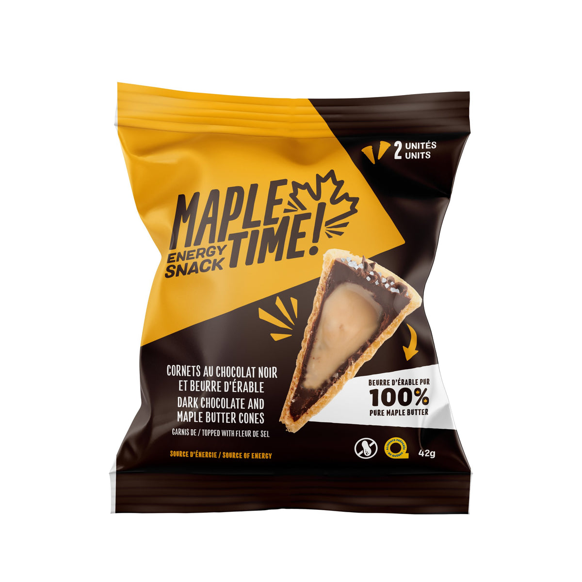 Érablière locale - Cornets au chocolat noir et beurre d'érable - 2 unités - L'érablière au fil du temps