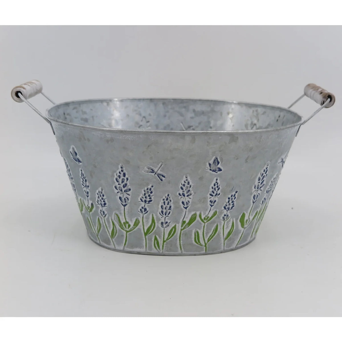 Pot en métal, décor de jardin de lavande sur support galvanisé 13,25 x 8 x 6,6 po H/H, avec doublure - GA2426-492