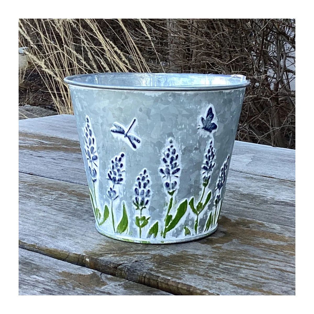 Pot en métal, jardin de lavande 12,7 cm x 10,8 cm x 10,8 cm, avec doublure (convient aux pots de 10,2 cm) - GA3500-492