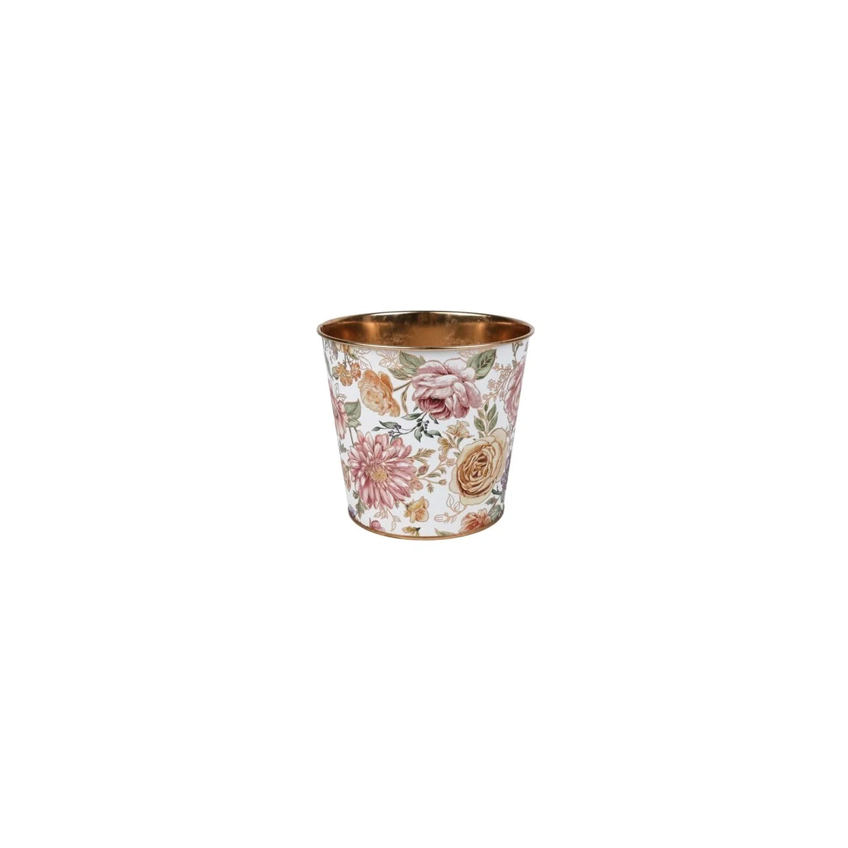Pot en métal, printemps/été (11,4 cm de diamètre), décor floral victorien avec doublure rigide - GA3510-661