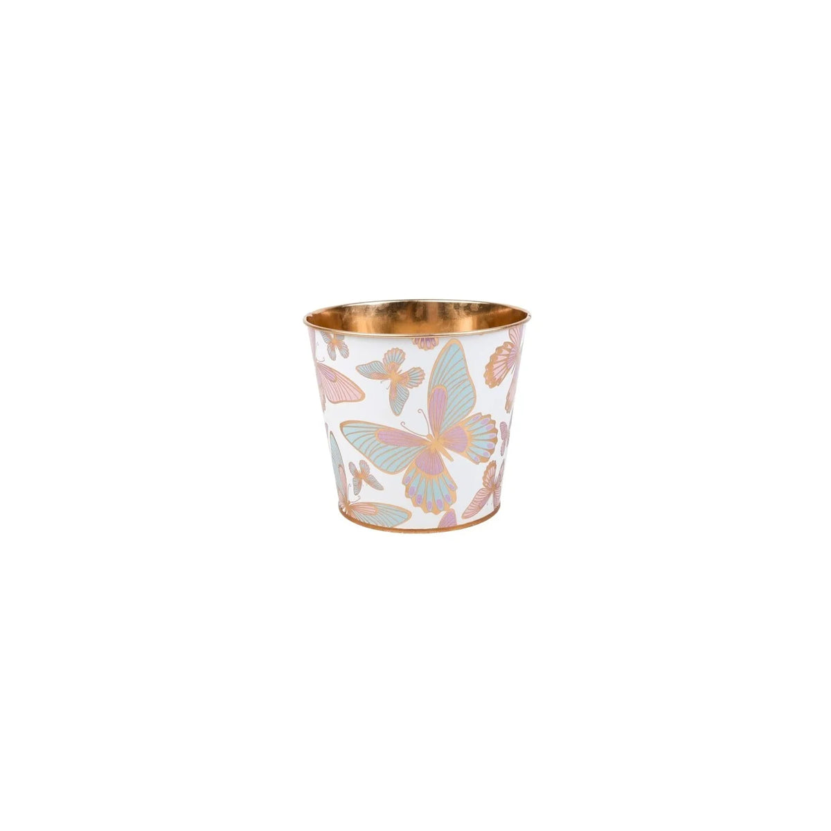 Pot en métal, printemps/été (11,4 cm de diamètre), motif papillon, doublure rigide - GA3500-662