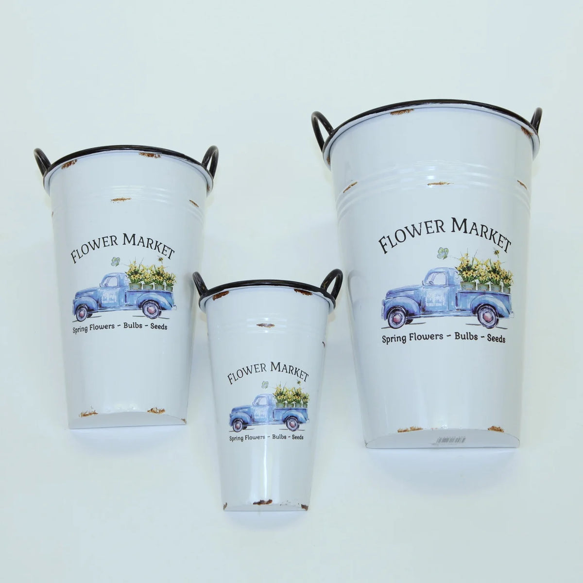 Paniers muraux métalliques à dos plat « Marché aux fleurs » avec doublure haute - GA5432-429