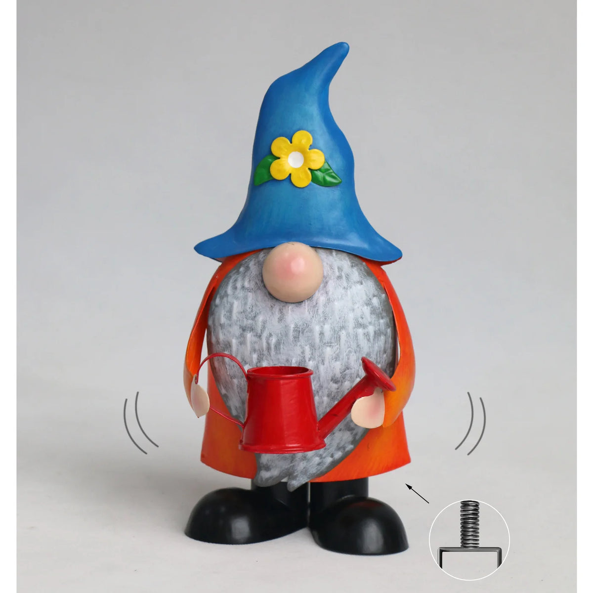 STATUAIRE DE JARDIN, GNOME EN MÉTAL 4.3X4.3X9.5"H - GG9577