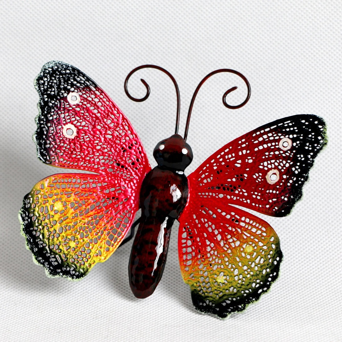 Papillion métal rouge/ jaune - GG9626  GARDEN WALL ART, METAL BUTTERFLY 4.8X0.6X3.9"H