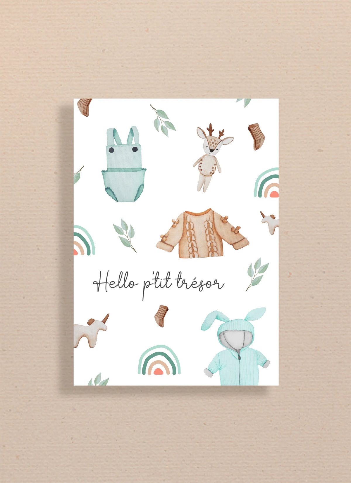 Carte 5x7" naissance - bébé garçon - MOMY