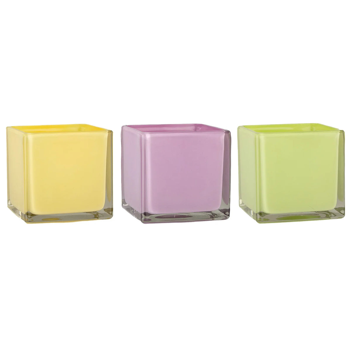 Vase carré en verre Jelly Bean de 12,7 cm de diamètre (11,4 cm de haut)