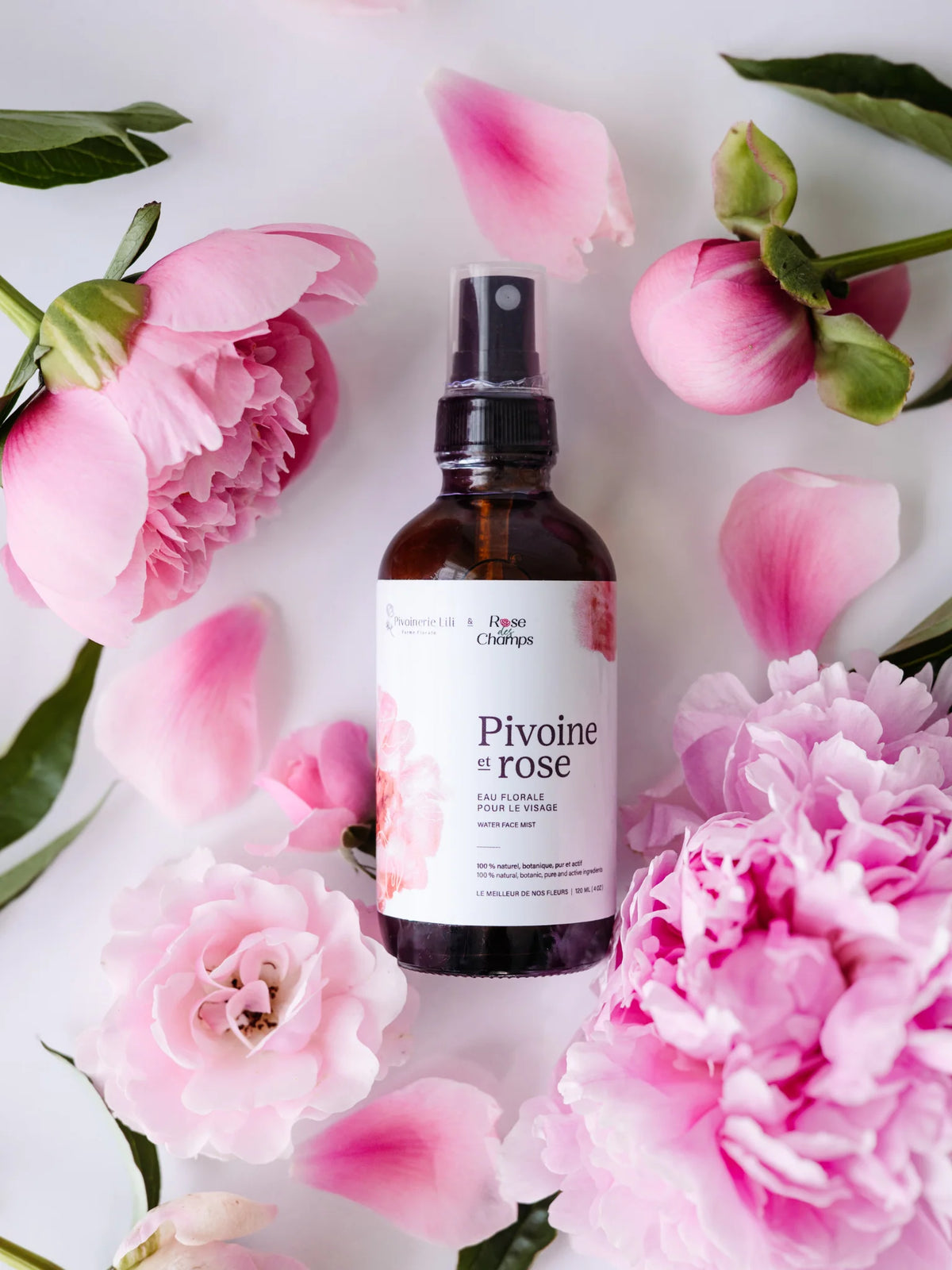 Eau florale – pivoine & rose pour le visage - Pivoinerie Lili