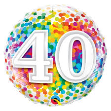 Ballon M.18'' CHIFFRE 40 RAINBOW CONFETTI  Code de produit : 80813