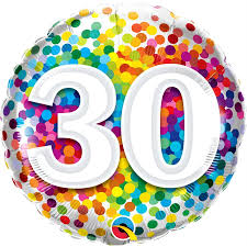Ballon M.18'' CHIFFRE 30 RAINBOW CONFETTI  Code de produit : 80812