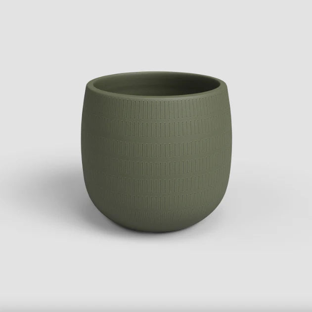 Pot aura 16cm-6.5'' /Olive green/céramique