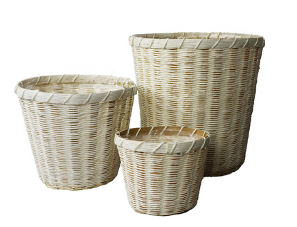PANIER ROND AVEC DOUBLURE SOUPLE, BLANC, Ø4½"-7¼''-9¼"