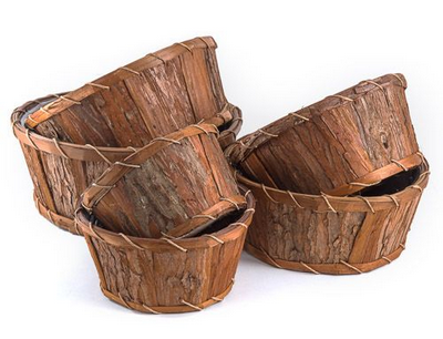 SET DE PANIERS DE COPEAU DE BOIS ROND A/DOUBLURE, BRUN, 7"-12"
