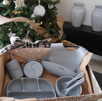 Ensemble vaisselle en silicone - bleu gris - Haube