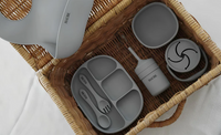 Ensemble vaisselle en silicone - bleu gris - Haube