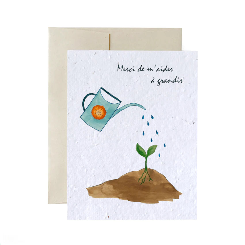 Grandir avec de l'aide - Merci de m'aider à grandir | Carte à semer Flowerink