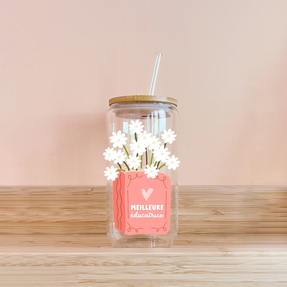 Verre - Meilleure éducatrice - Livre en fleurs - MOMY