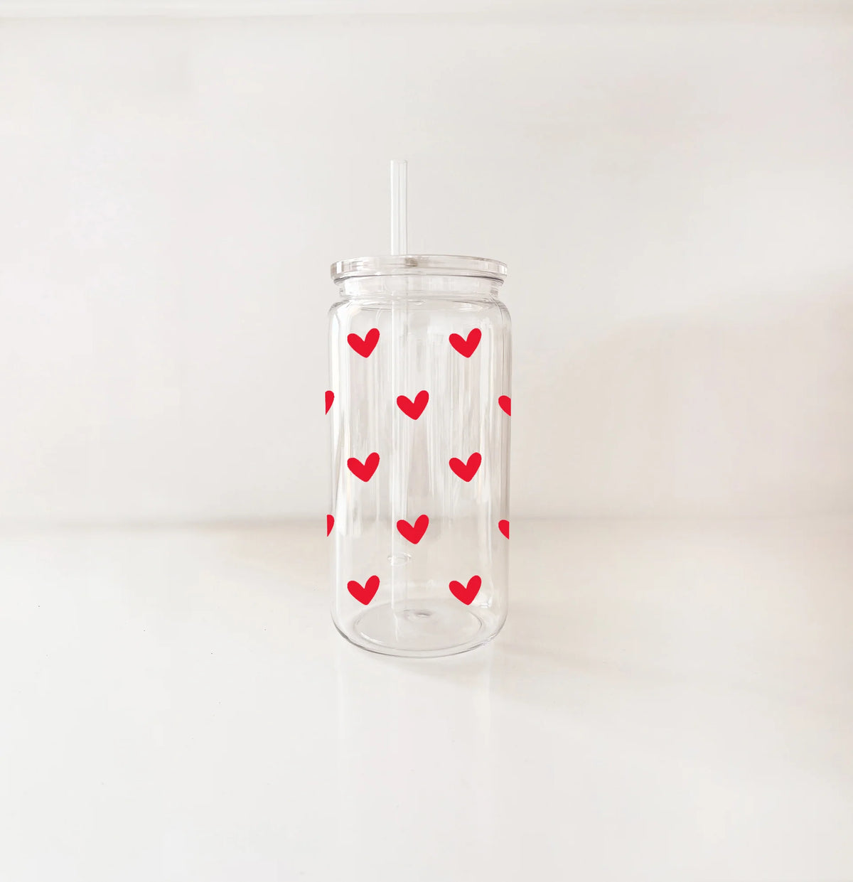 Plastic glass - Small red hearts - MOMY
