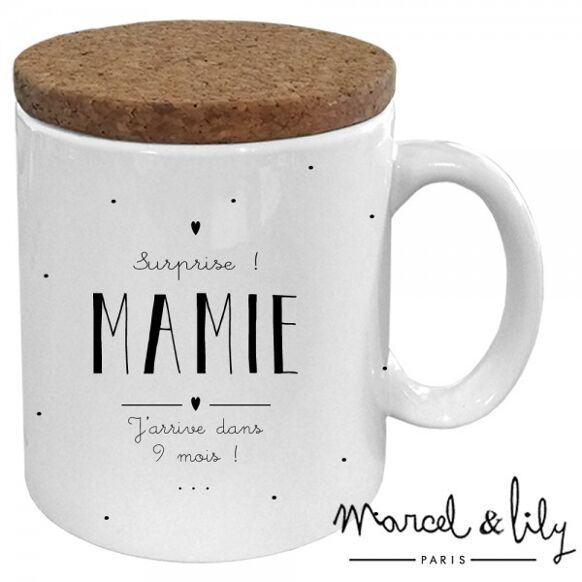 Mug "Surprise mamie" avec son couvercle en liège - Marcel & Lily