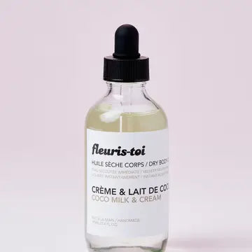 Huile sèche pour le corps à la noix de coco et à la crème - Fleuris-toi