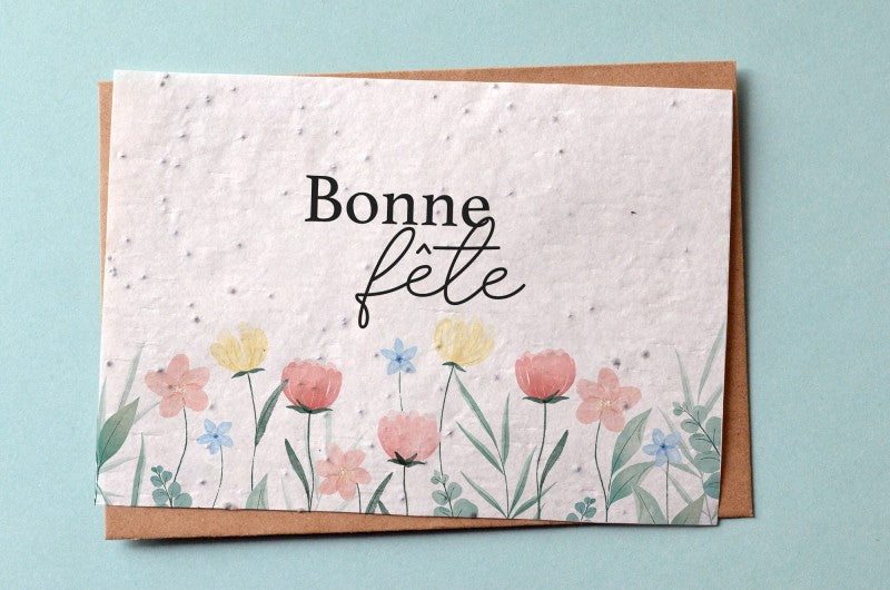 Carte à pousser - Bonne fête - Fleurs pastels