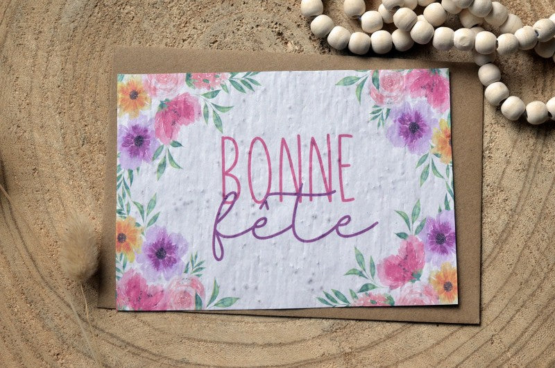 Carte à pousser - Bonne fête - Fleurs colorées