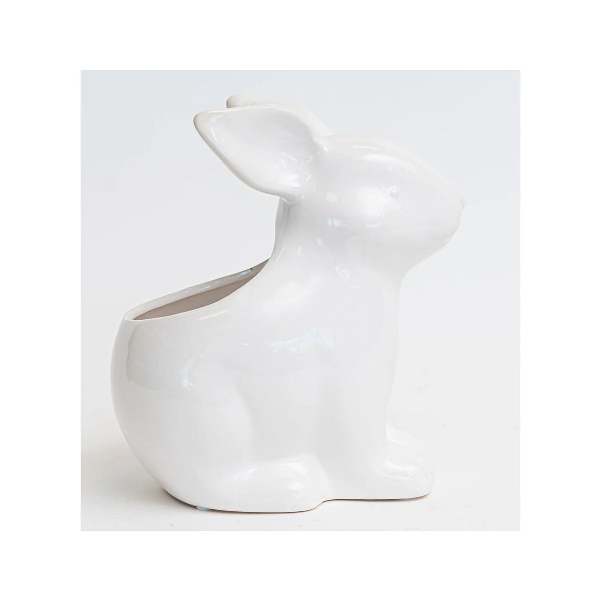 Pot de fleurs lapin en dolomite émaillée blanche, 7,125 x 5,25 x 7,75 po (H) -CE138BUN