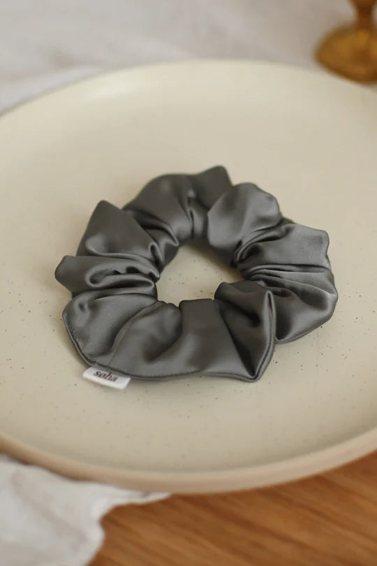 Chouchou en satin - Gris acier - SOHA & CO