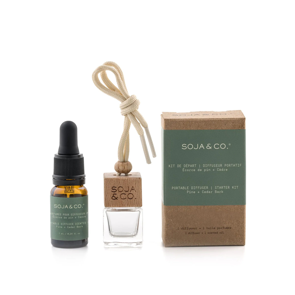 Kit de démarrage — Diffuseur portable | Pin + Écorce de cèdre - SOJA&CO