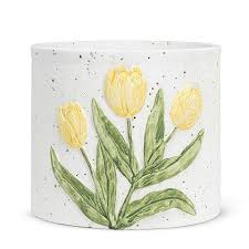 Petit cache-pot avec tulipe jaune – 4,5 po H - 27-HOLLAND-263-SM
