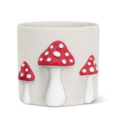 Cache-pot - Grande jardinière champignon à pois – 6,5 po H - 27-BOREAL-642-LG