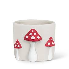 Cache-pot - Petite jardinière champignon à pois – 4 po H - 27-BOREAL-642-SM