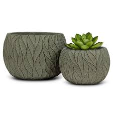 Grand cache-pot décoratif feuilles sauge – 5,5 po H - 27-TERRAIN-642-LG