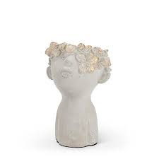 Cache-pot - Petite jardinière visage bisous avec détails dorés – 7,5 po H - 27-BESO-188-SM