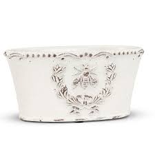 Cache-pot - Jardinière ovale à abeille en relief – 4 x 8 po L - 27-BEECREST-362