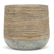 Cache-pot - Grande jardinière effet rotin tressé – 8 po H - 27-BAMBOO-LG
