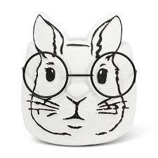 Cache-pot décoratif lapin avec lunettes – 5 po H