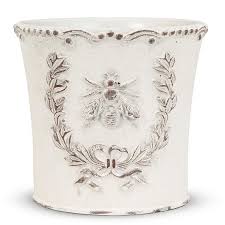Cache-pot - Grande jardinière avec abeille en relief dans un écusson – 7 po H - 27-BEECREST-361-LG