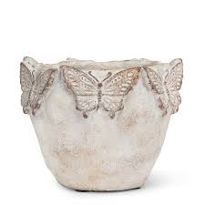Cache-pot - Petite jardinière bordée de papillons – 6 po H - 27-BUTTERFLY-041-SM