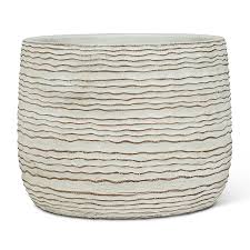 Grand cache-pot décoratif effet vagues blanc – 5,5 po H - 27-TERRAIN-754-LG