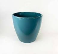 CACHE POT TERRACOTTA, BLEU SARCELLE, Ø 5" X 4½",