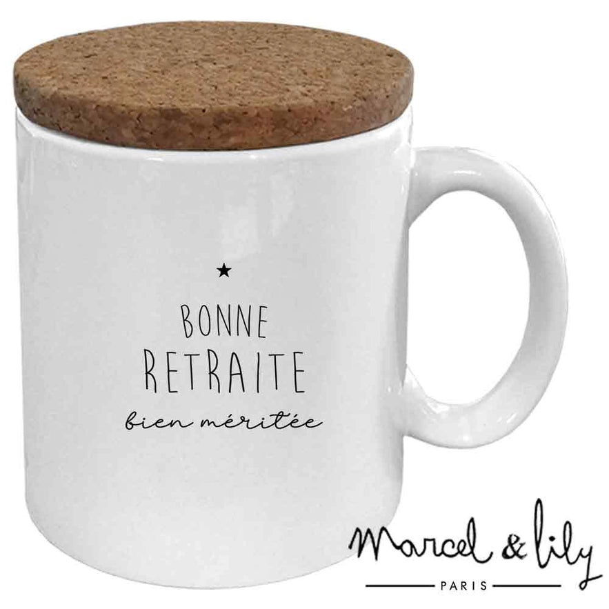 Mug "Bonne retraite" avec son couvercle en liège - Marcel & Lily