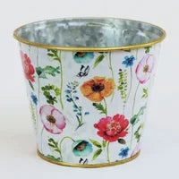 pot en métal, fleuri -  5X4.25"H GA3500-417