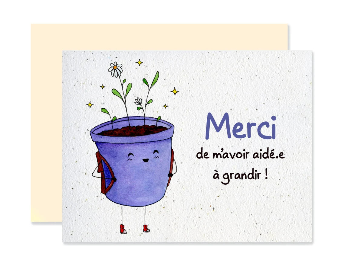 Carte à planter - Merci de m'avoir aidé à grandir - Emmanuelle Langelot - Illustrations