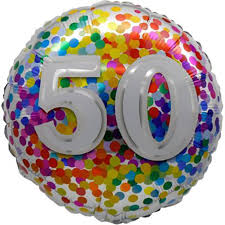 Ballon M.18'' CHIFFRE 50 RAINBOW CONFETTI  Code de produit : 80814