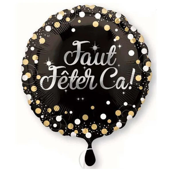 Ballon M.18'' FAUT FETER CA NOIR POIS OR  Code de produit : 41011