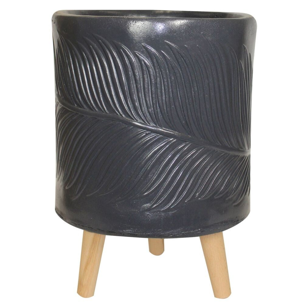 Cache pot sur pattes Pied en feuille de béryl 17cm anthracite