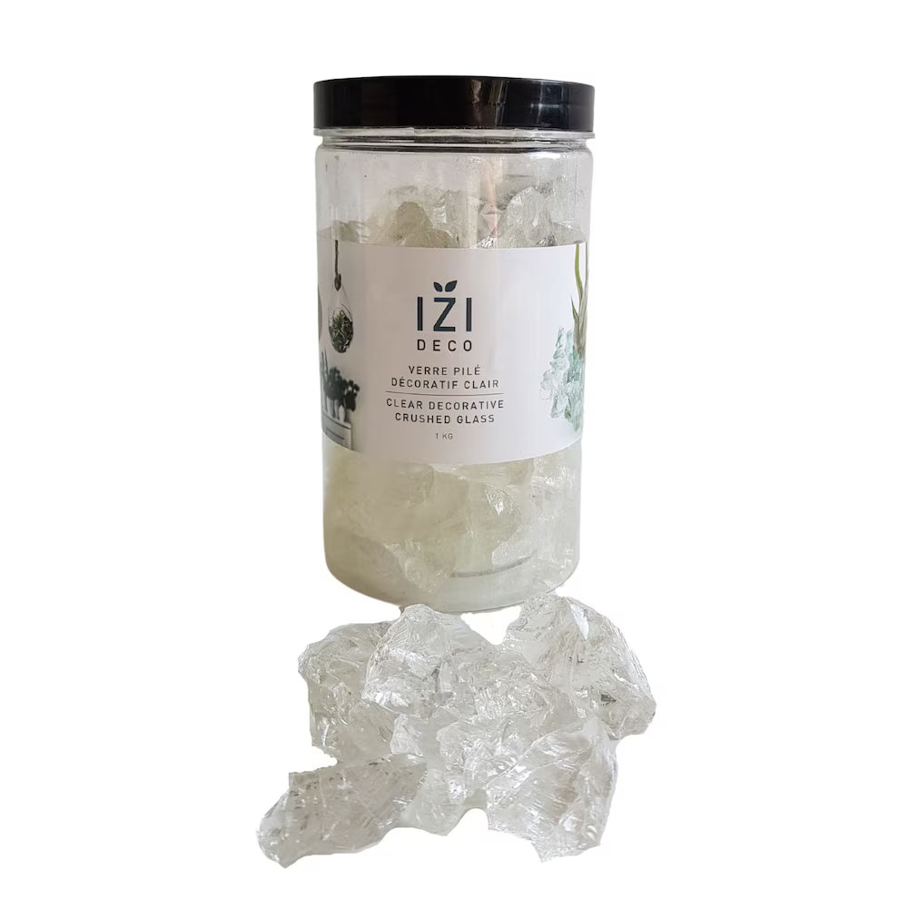 Bouteille en pierre 1 kg de verre concassé transparent - izi deco