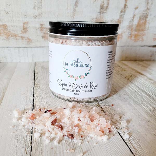 Sel de bain relaxant et nourrissant - Sapin et bois de rose 450g - Atelier La Fabuleuse