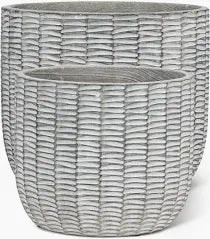 Lot de 2 cache-pots XL style tressé gris –  27-TERRAIN-144-SET